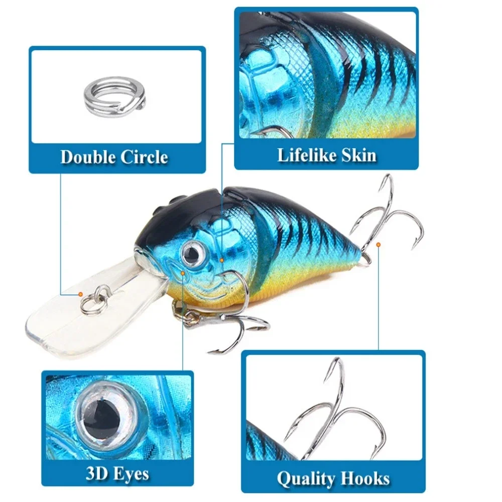 1 unidad Crankbait 14,2g 8,5 cm manivela de natación cebo duro para Lucio señuelo de Pesca Wobblers aparejos Pesca ojos 3D - imagen 5