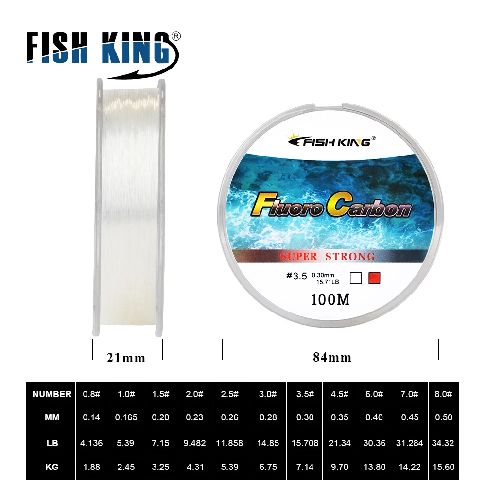 FISH KING-sedal de pesca con revestimiento de fluorocarbono, hilo líder de fibra de carbono de 100M, 4.136LB-34.32LB - imagen 2