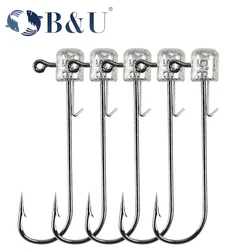 B & U NED Jig Head Cabezal redondo vástago largo para vinilo