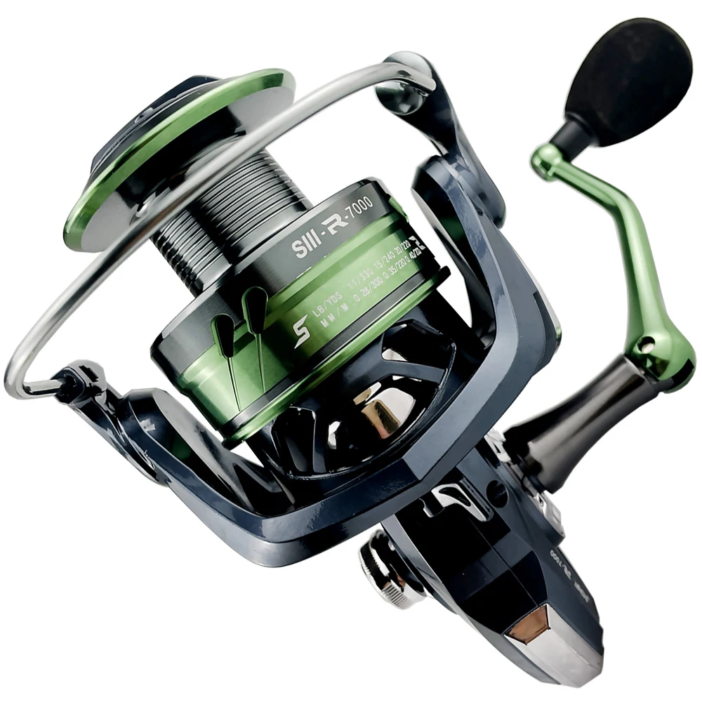 Carretes de Pesca de Mar, plantilla de carrete de carpa, rueda 5,2: 1, engranaje duradero, arrastre máximo de 28lb, señuelo de bobinado suave, pesca giratoria, bobina de Metal 2000-7000 - imagen 5