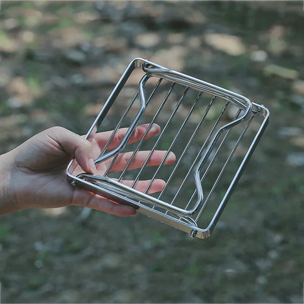 Parrilla plegable de acero inoxidable, portátil, para mochilero, estufa de Camping, horno, fogata, soporte para parrilla de barbacoa, accesorios para barbacoa - imagen 3
