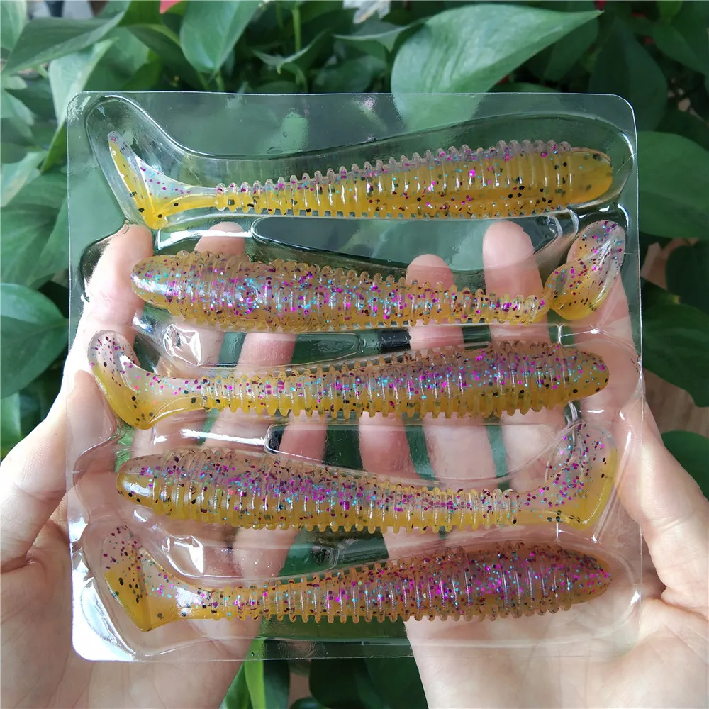 Noeby señuelos blandos de gusano de pesca, anzuelos de 12cm y 13g, delineador fácil para carpa, lubina Artificial, Swimbait de silicona de doble color - imagen 3