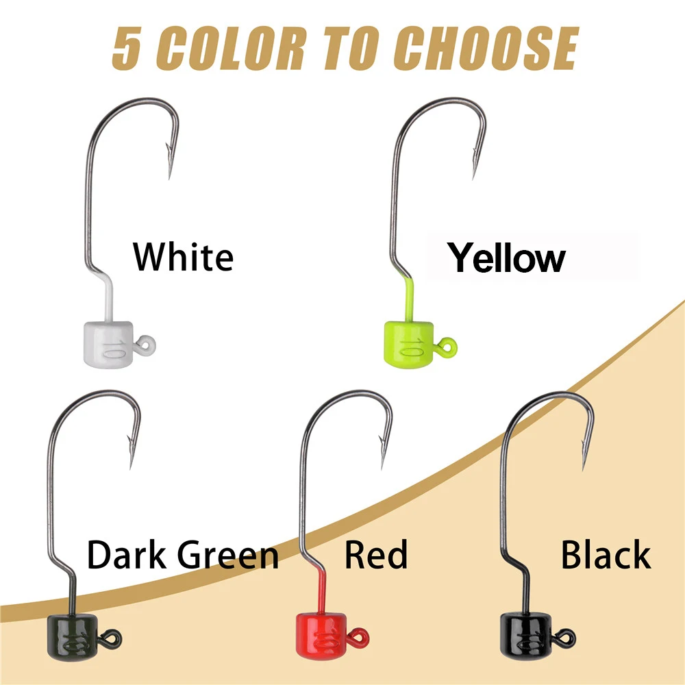 Anzuelo de gusano con púas y cabeza de plantilla de 10 piezas, 7g, 10g, aparejo de gusano sin espacio ancho, anzuelos de pesca para lubina, trucha, aparejos de pesca - imagen 3