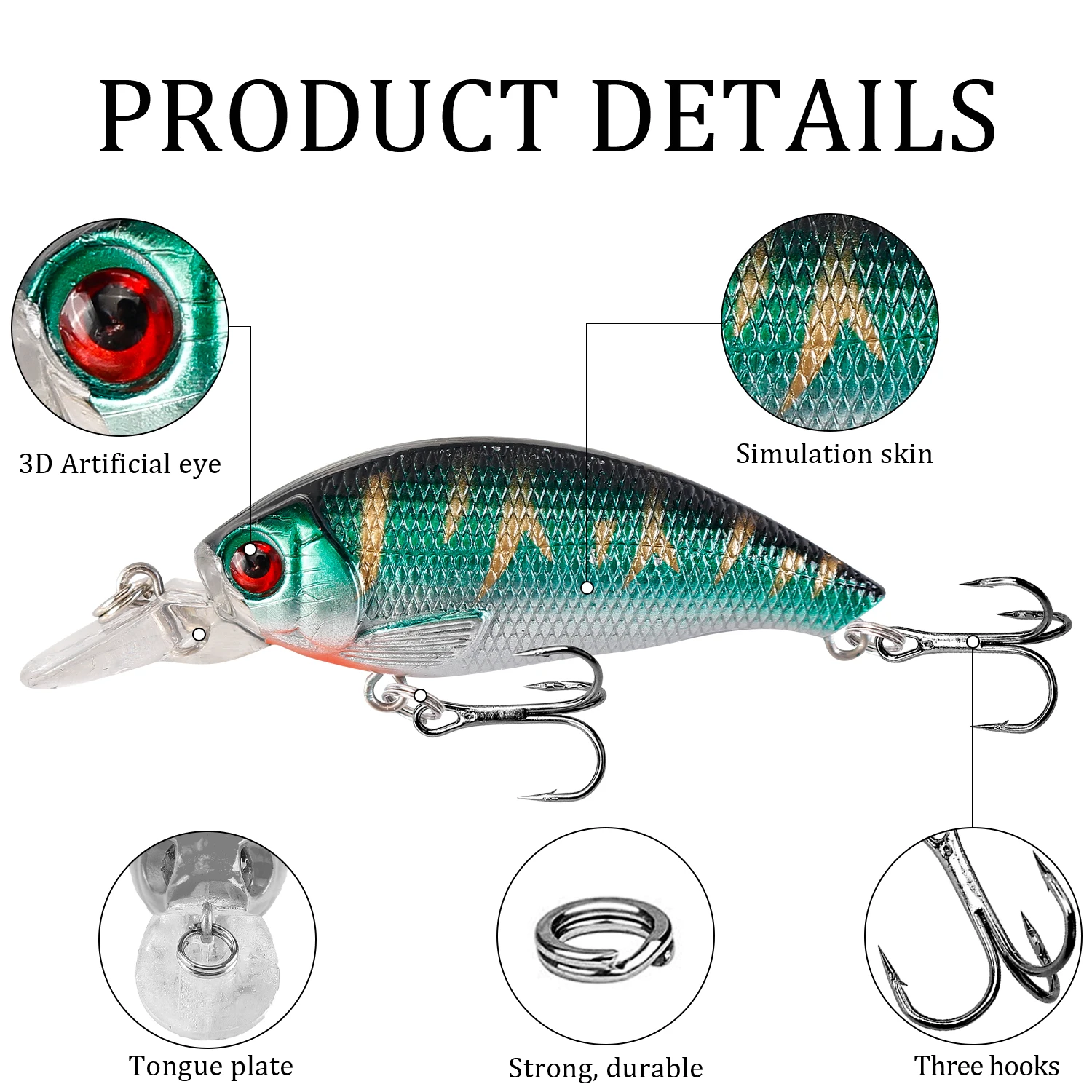 Señuelos de Pesca con manivela de 1 piezas, Wobblers de 7,5 cm, 8,6g, cebo duro de plástico Artificial flotante, aparejos de pesca de Lucio - imagen 2