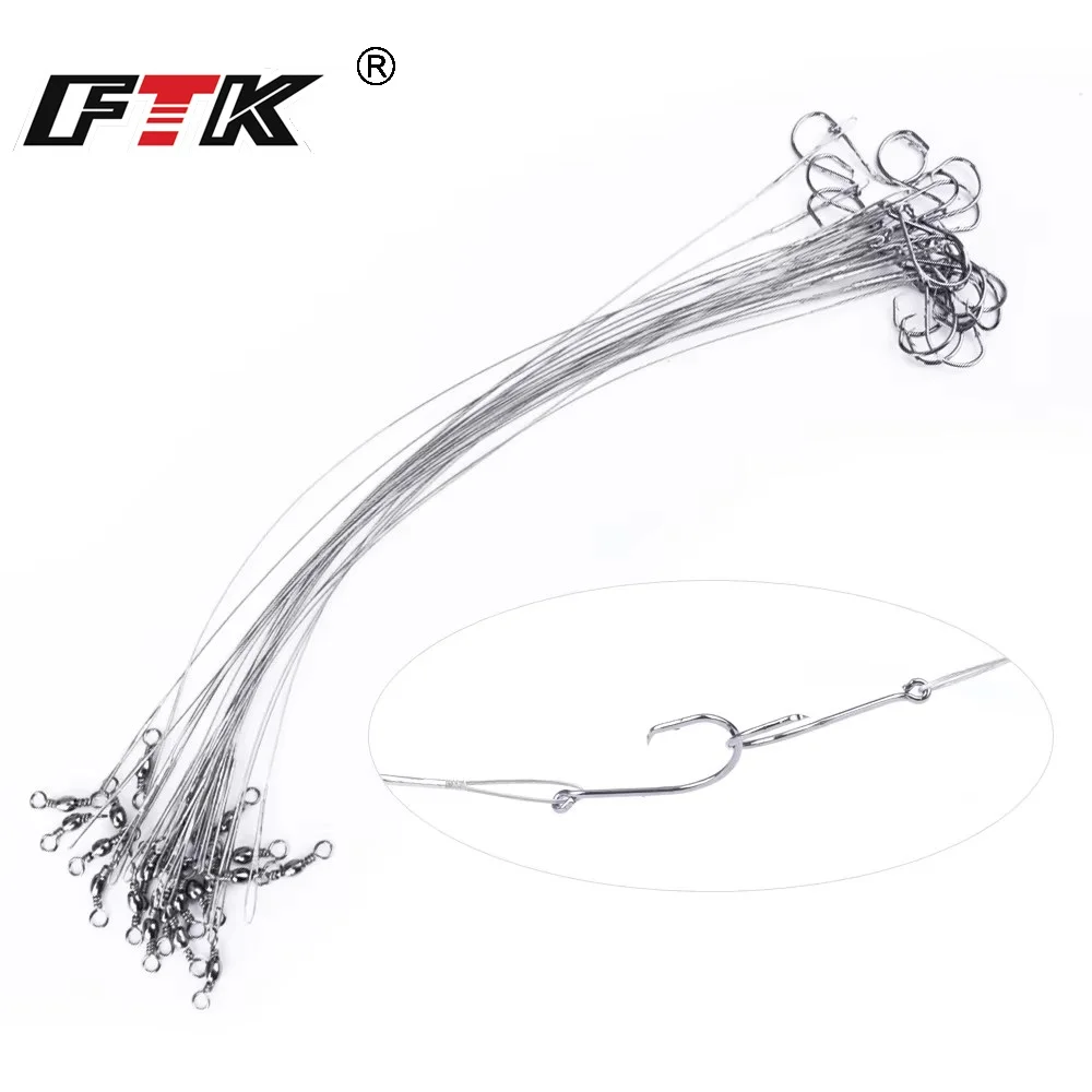 FTK Correas de acero antimordida para pesca – Líder con ganchos
