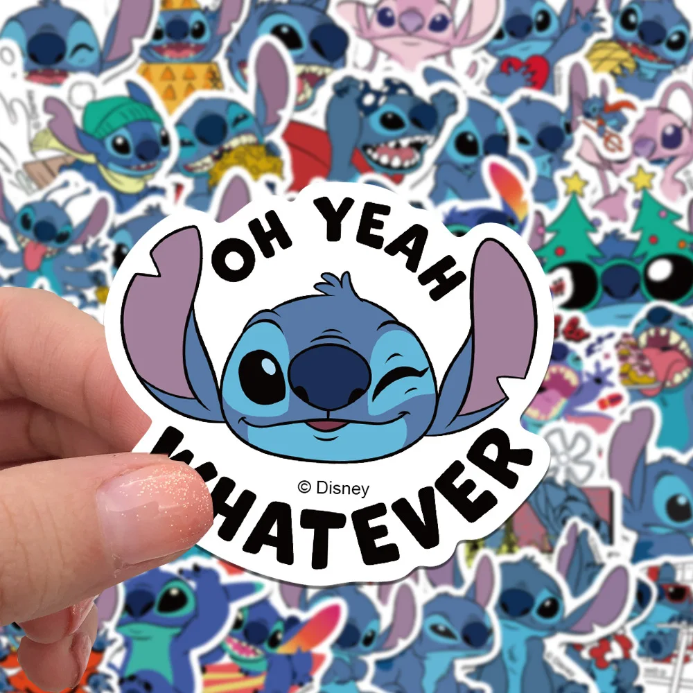 50/100/150 Uds. Pegatinas de película Disney Lilo Stitch DIY álbum de recortes teléfono guitarra maleta para portátil calcomanías impermeables pegatina juguetes para niños - imagen 2