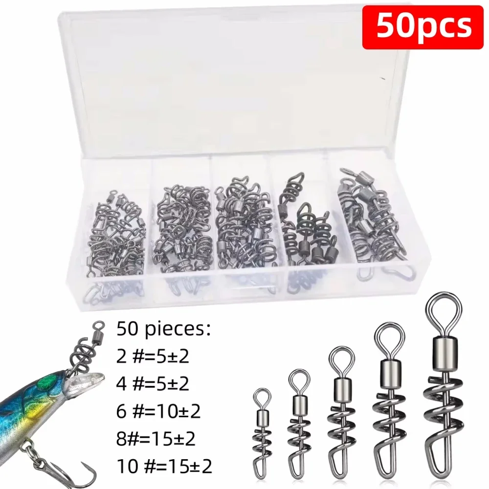Conector de anillo de figura 8, suministros de pesca, accesorios de equipo de pesca pequeño, 50 piezas