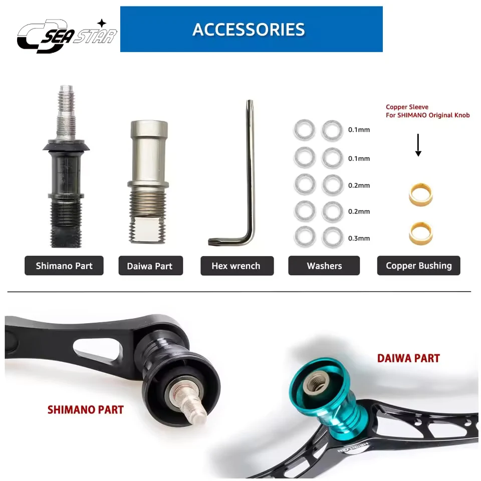 Mango de carrete giratorio HEIGHTEN de 95mm sin perilla para Shimano Daiwa, accesorios de modificación de pesca - imagen 5