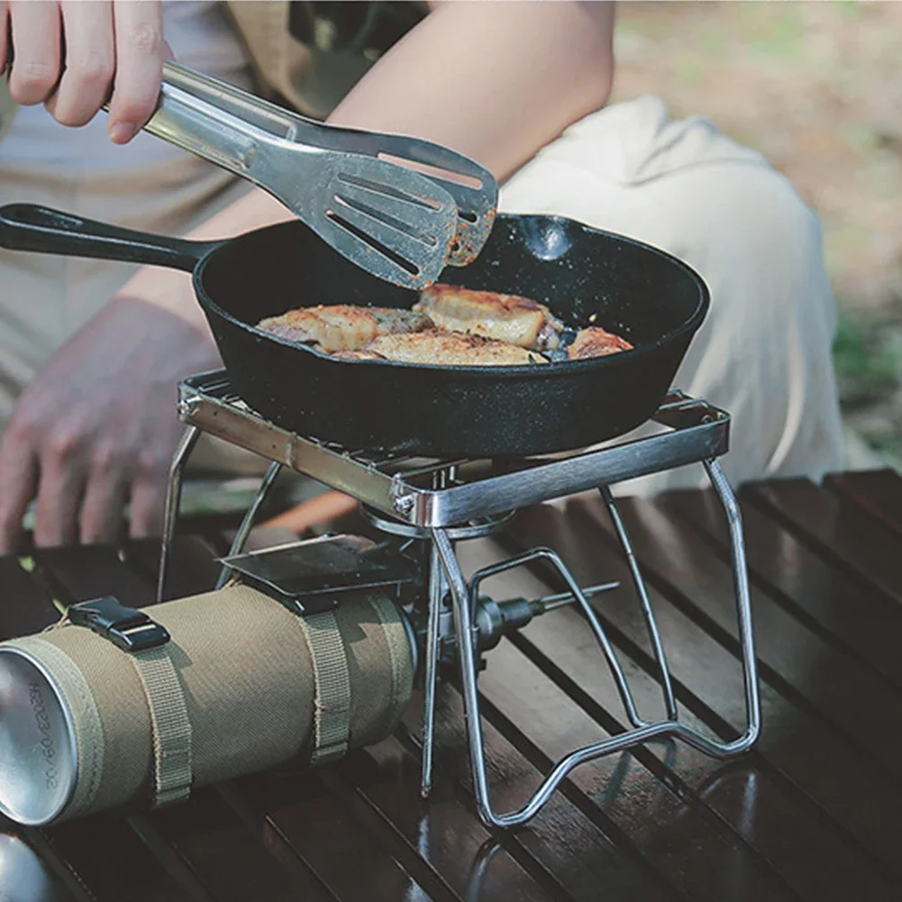 Soporte para estufa de Camping, estufa de Camping de acero inoxidable, estante para parrilla, portátil, plegable, para cocinar, Picnic, herramienta de viaje y senderismo - imagen 4
