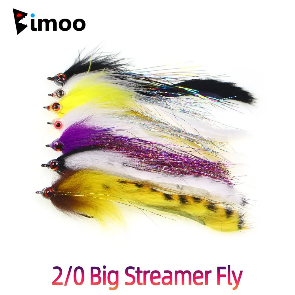 Bimoo 1 ~ 3 uds 2/0 3D ojos de pez Zonker Streamer mosca suspensión Streamer Baitfish agua salada Streamer lubina Lucio trucha Señuelos de pesca