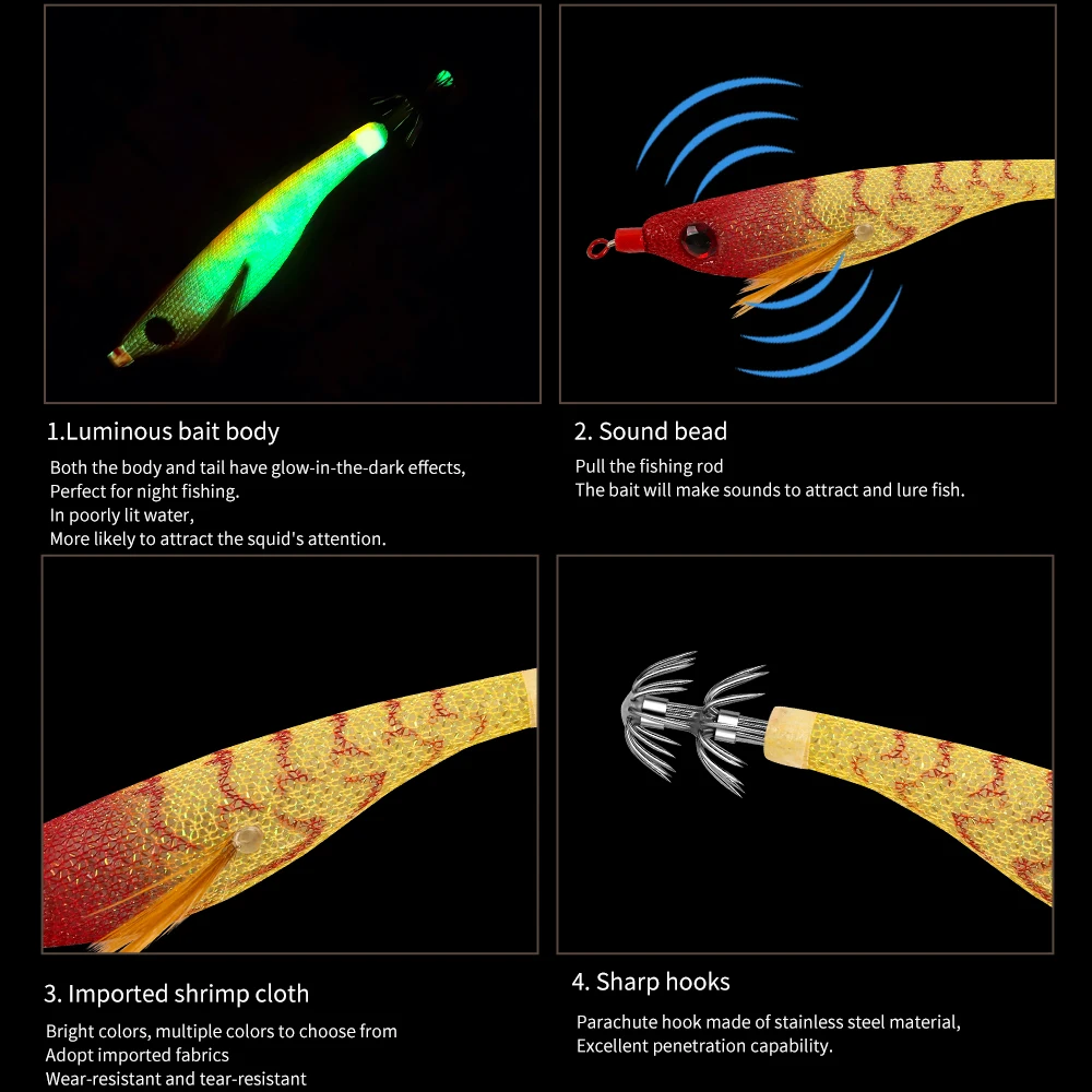 Viga de equilibrio FSDZSO Camarones 2,5 #   Anzuelo de calamar, señuelos de camarones de madera, plantillas, cebo de sepia, simulación realista, cebo de pulpo de silicona - imagen 2