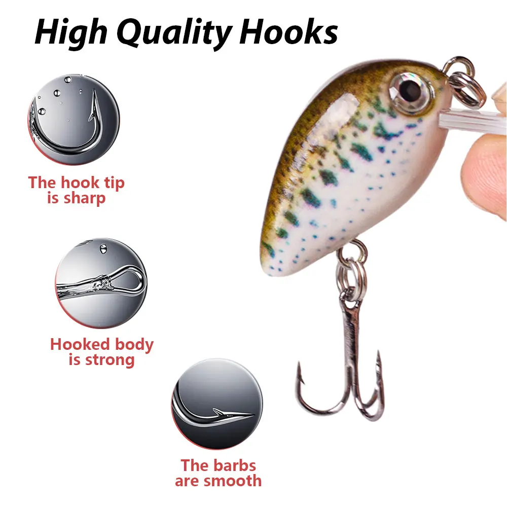 Hanlin 5 uds/traje 28mm/1,5g Mini Señuelos de Pesca cebos biónicos cebo duro Artificial Wobblers Crankbait perca carpa pesca Lucio - imagen 5
