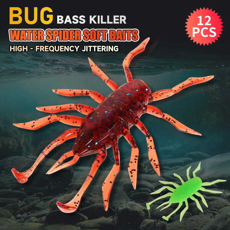 2023 Supercontinent 12 Teile/los wasser spinne Silikon Köder Wurm 38mm/1,42g Angeln Lockt Attraktive Garnelen geruch salz Wobbler - imagen 2