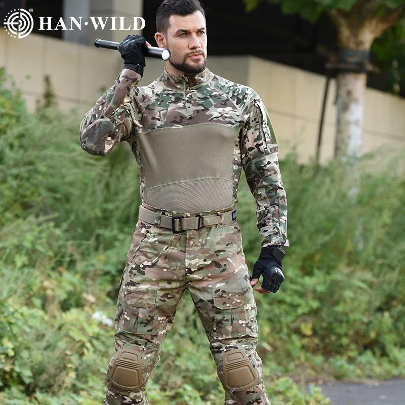 HAN WILD-traje de combate táctico de manga larga, al aire libre uniforme militar, ropa del ejército, camisas Multicam, pantalones de Caza y Pesca - imagen 2