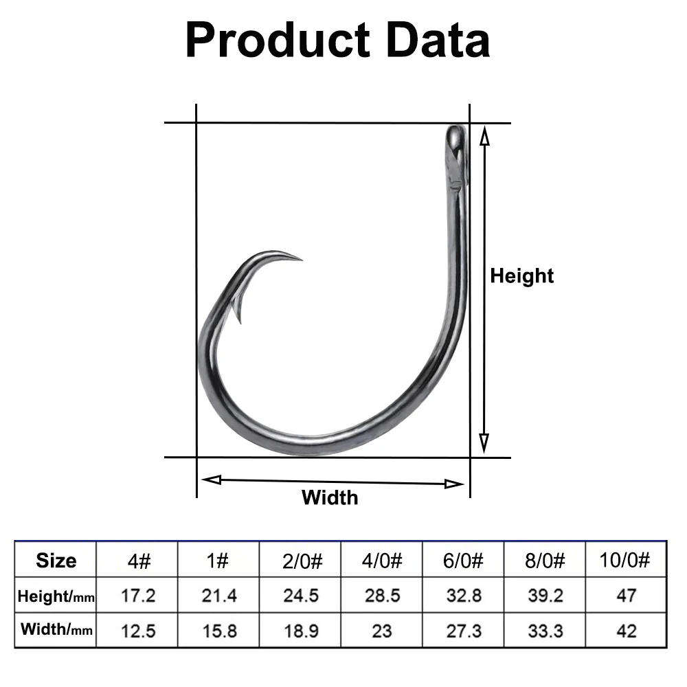 100 unids/pack anzuelos circulares de Pesca señuelo de gusano de océano profundo anzuelo de púas anzuelos de Pesca de mar de agua salada accesorios de Pesca - imagen 5