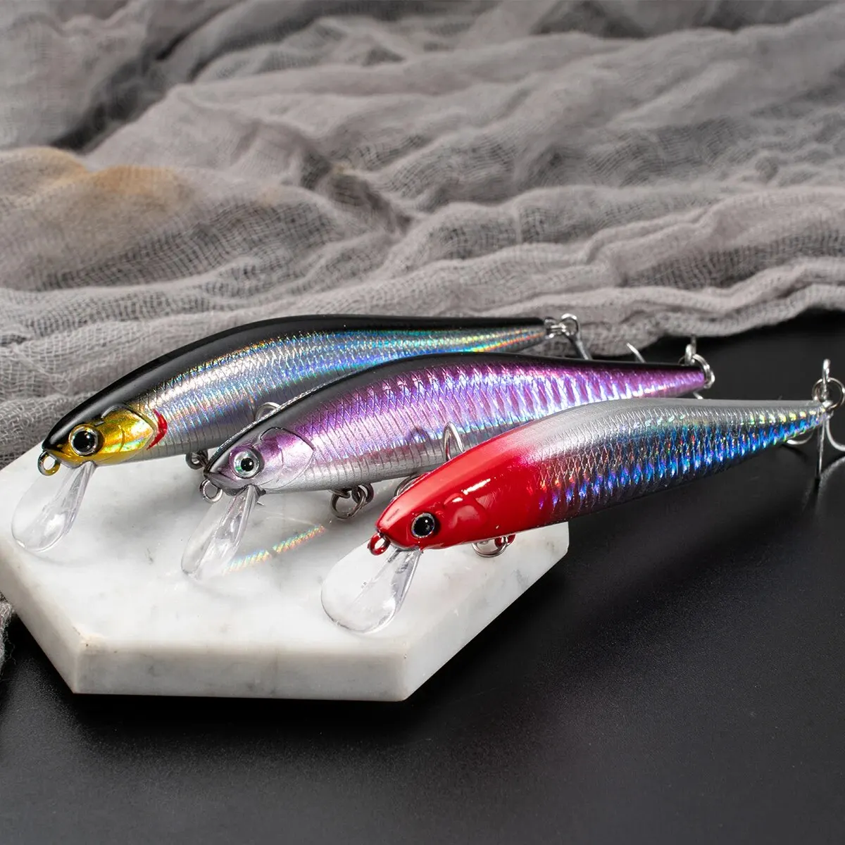 Señuelos de pesca de pececillo de hundimiento lento, 10cm, 14g, 6 unids/lote, con sistema de fundición larga con anzuelos de pesca de alta calidad para trucha y Lucio - imagen 5