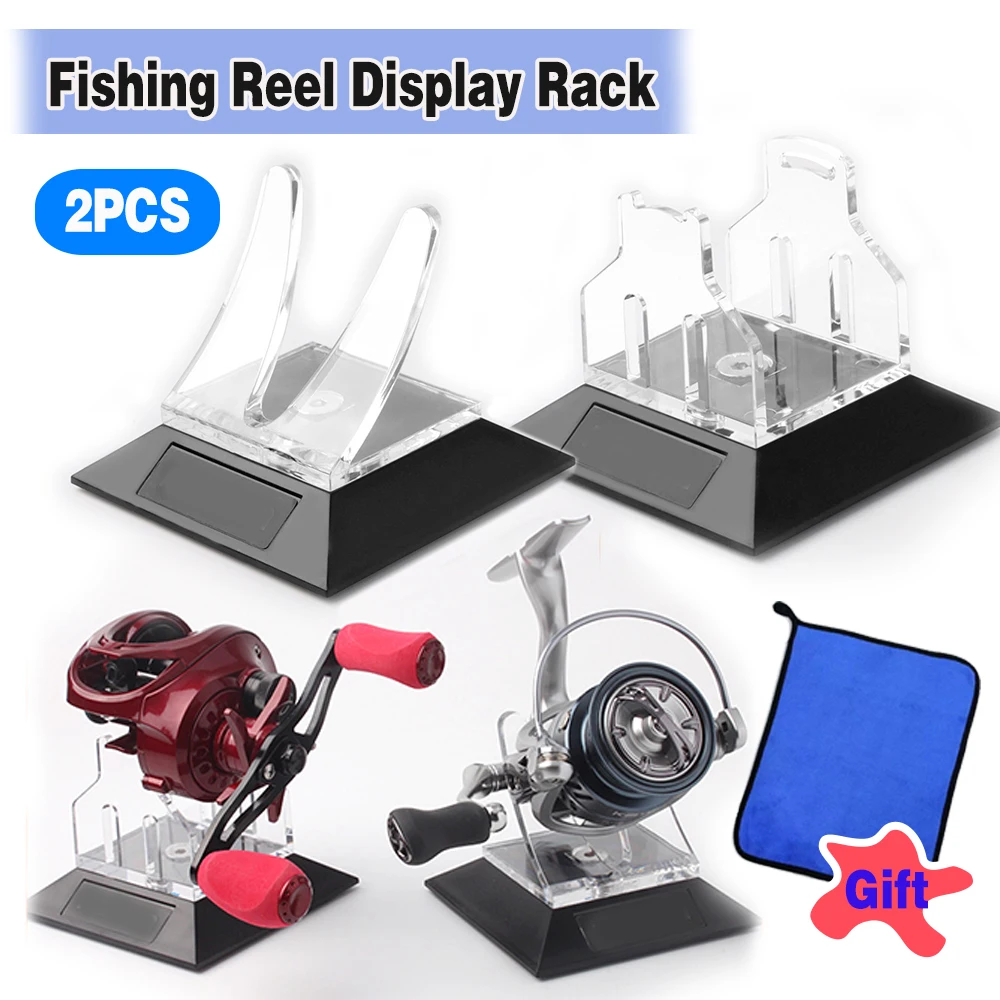 Estante de exhibición de carrete de pesca giratorio acrílico, soporte de almacenamiento, accesorios de decoración, soporte de muestra de Señuelos de Pesca, 2 uds.
