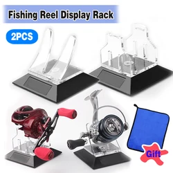 Estante de exhibición de carrete de pesca giratorio acrílico, soporte de almacenamiento, accesorios de decoración, soporte de muestra de Señuelos de Pesca, 2 uds.
