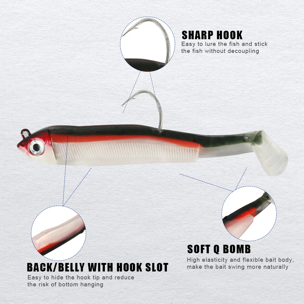 FTK-señuelo de pesca con cabeza de anzuelo de pececillo negro, señuelo suave para Lucio, 5g/12g/25g, pesca de lubina, sábalo, cebo suave, código de barco, cebo de lubina para Zand - imagen 5