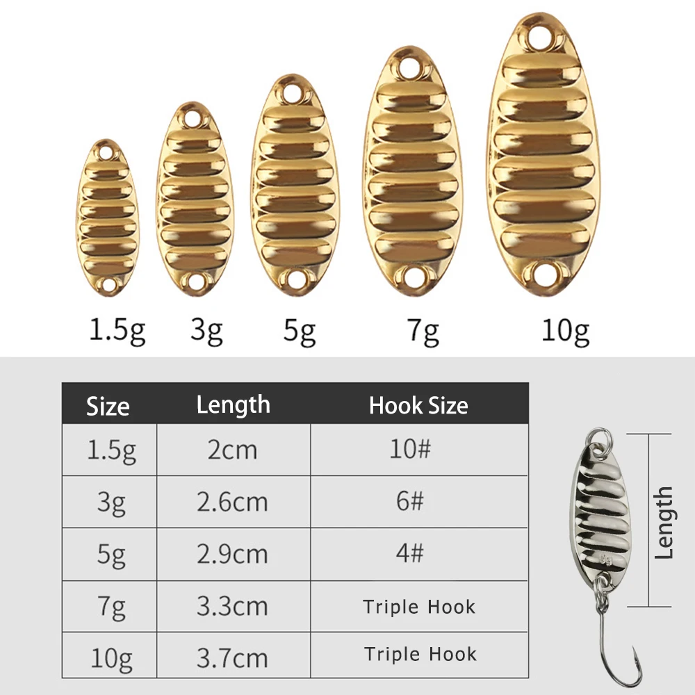 ORJD-señuelo de pesca de trucha de cuchara giratoria de Metal, 1,5g, 3g, 5g, 7g, 10g, lentejuelas, cebo duro Artificial, Micro plantilla, accesorios de aparejos de pesca - imagen 4