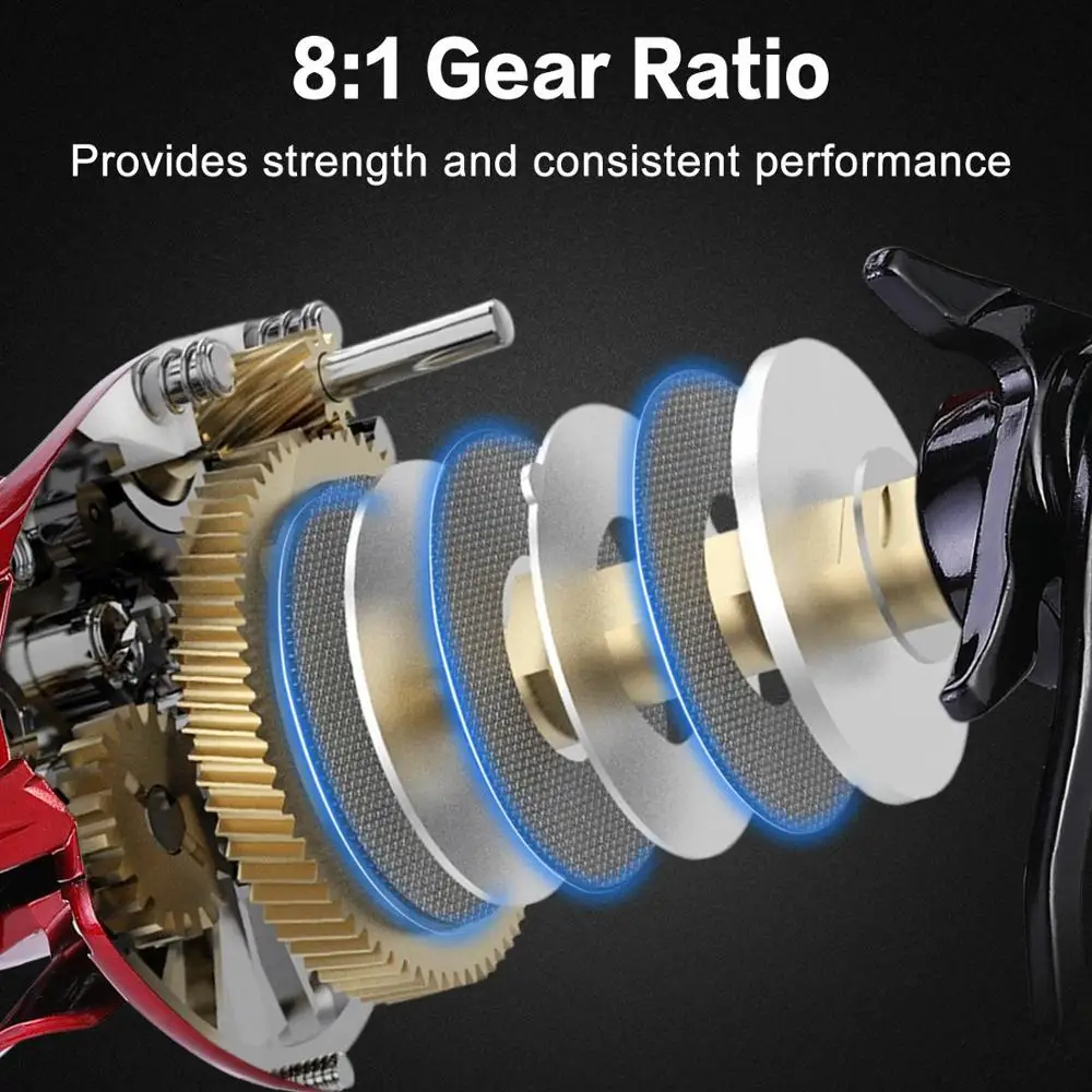 Sougayilang 8 :1 carrete de Baitcasting de alta velocidad 9 + 1BB 211g carrete de pesca de fundición para potencia máxima de arrastre 17,6LB aparejos de pesca de carpa - imagen 4