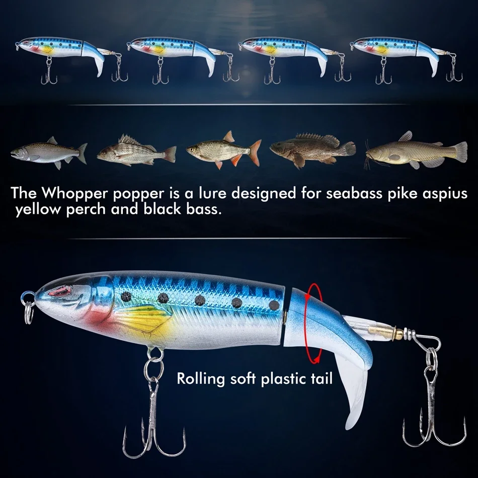 Señuelo Topwater Goture Whopper Popper para Lucio con cola giratoria - imagen 3