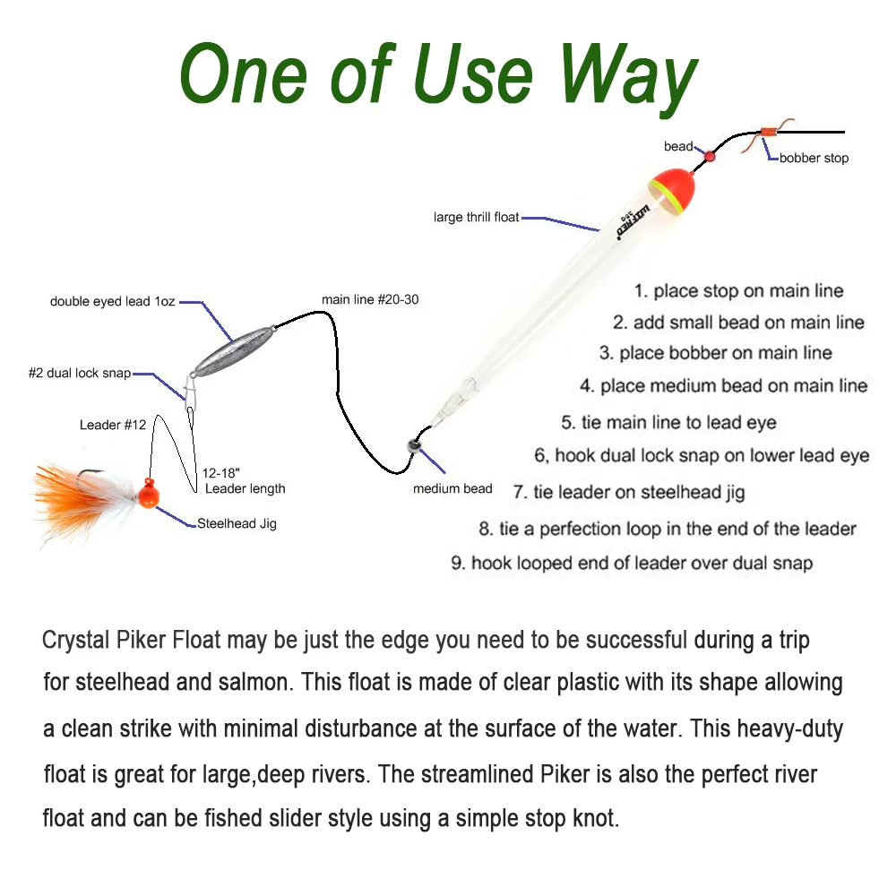 Wifreo-flotador de Lucio de cristal con peso, flotador de pesca Slamon Steelhead, Terminal de pesca, accesorios de aparejos, 20g, 25g, 35g - imagen 3