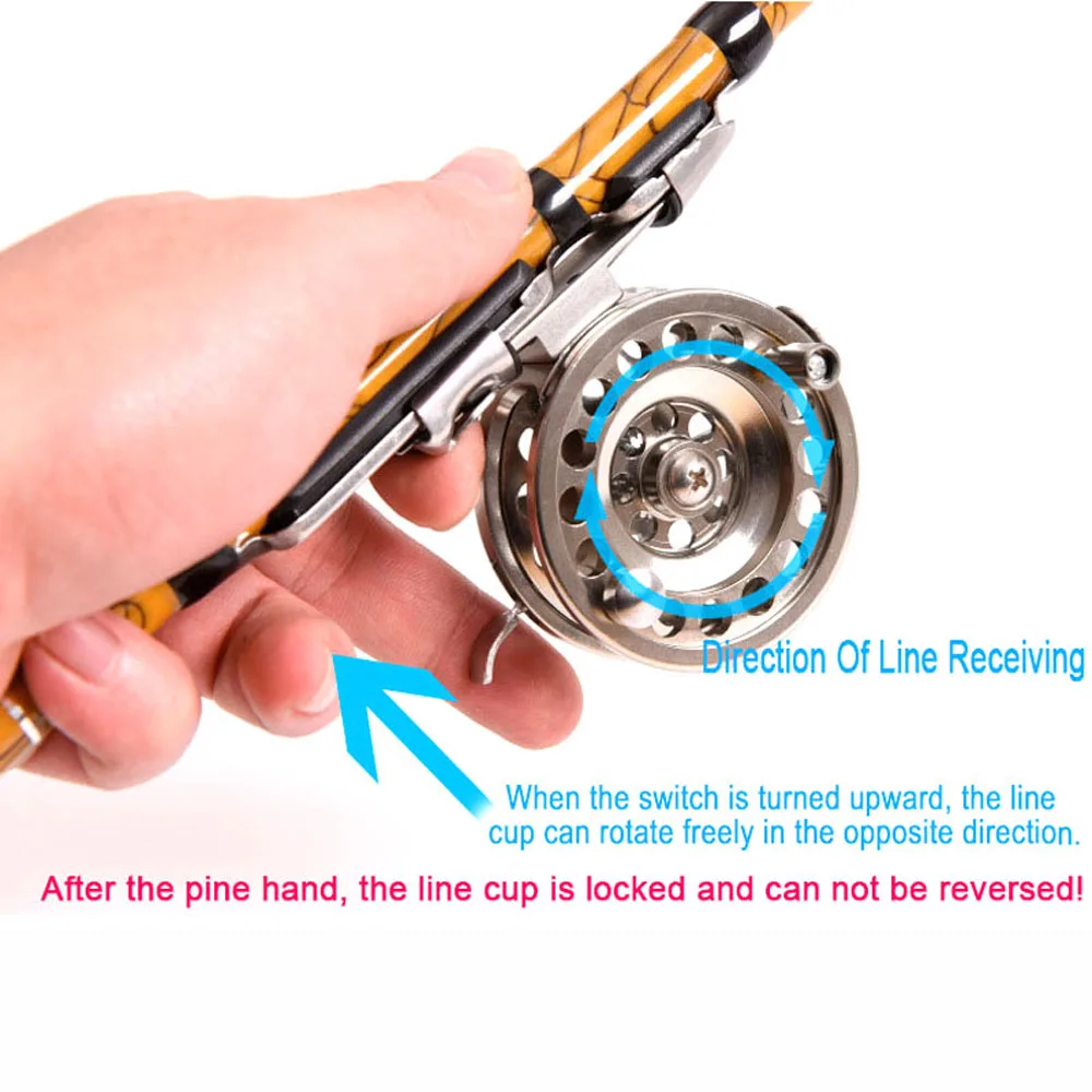 Carrete de pesca en hielo de aluminio, rueda voladora en forma de V de mano derecha, 50mm, 60mm, carretes de pesca con mosca para invierno, relación de engranaje 1:1 para exteriores - imagen 3