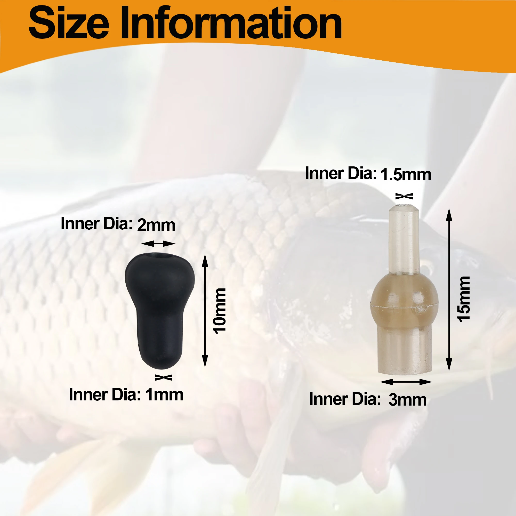 60 uds aparejo de goma para pesca de carpa, Clips giratorios, funda protectora, cuentas de amortiguador de pesca, herramienta de aparejo alimentador de carpa, accesorios de pesca - imagen 2