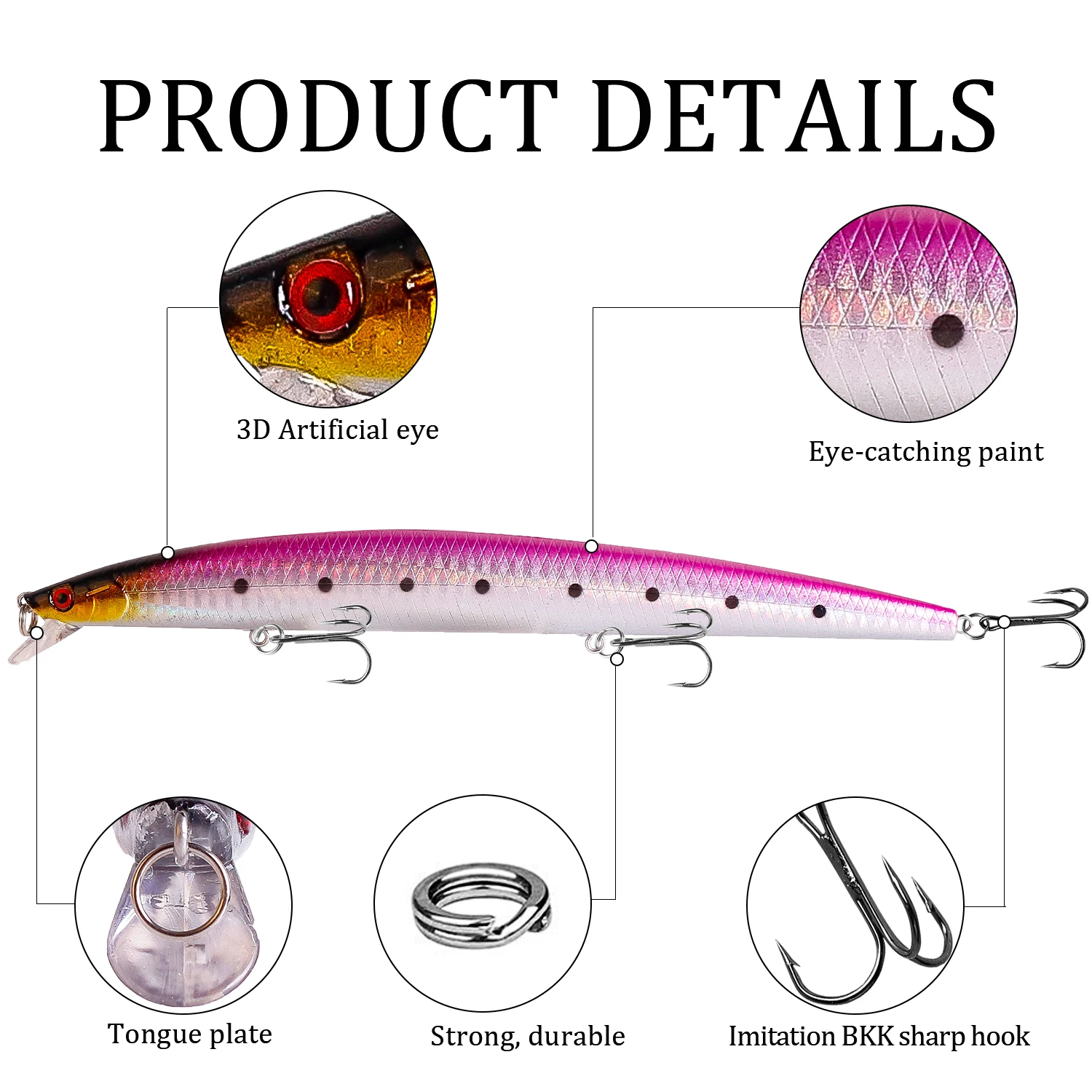 Señuelo de pececillo grande flotante, cebo duro, plantilla Artificial, Wobblers, aparejos de Pesca Crankbait, 24g, 18,5 cm, 1 unidad - imagen 3