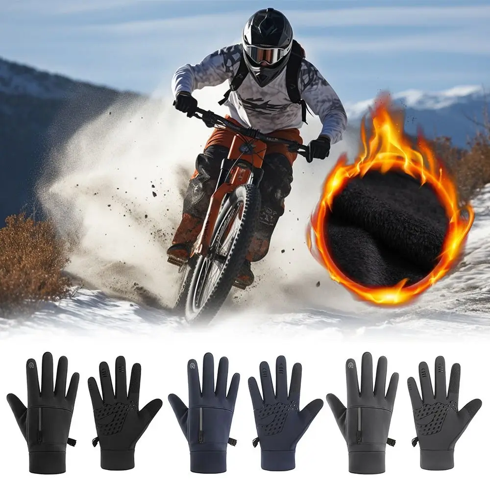 Guantes de invierno a prueba de viento, manoplas impermeables, antideslizantes, para motocicleta, esquí, escalada, con bolsillos, mantienen el calor, para pantalla táctil - imagen 5