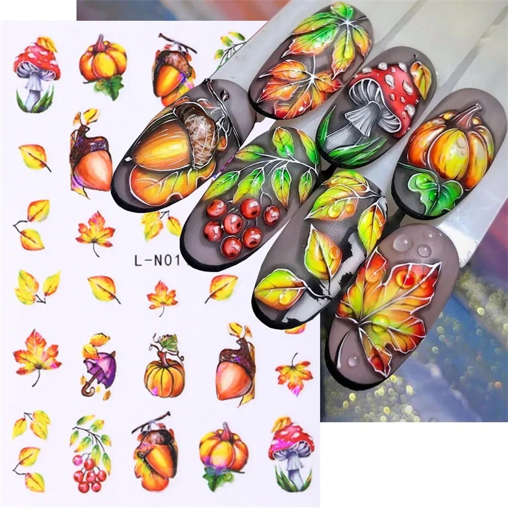 Pegatinas para manicura de 1/2/3 piezas, hoja de arce, diseño Único, impresionante, fácil de usar, para invierno - imagen 5