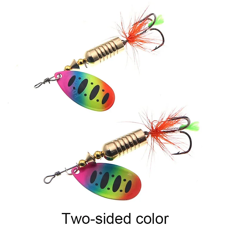 Señuelo de Pesca giratorio de 12g, cuchara con lentejuelas, cebo duro de Metal, Wobblers, Pesca de lubina con anzuelos de plumas - imagen 2
