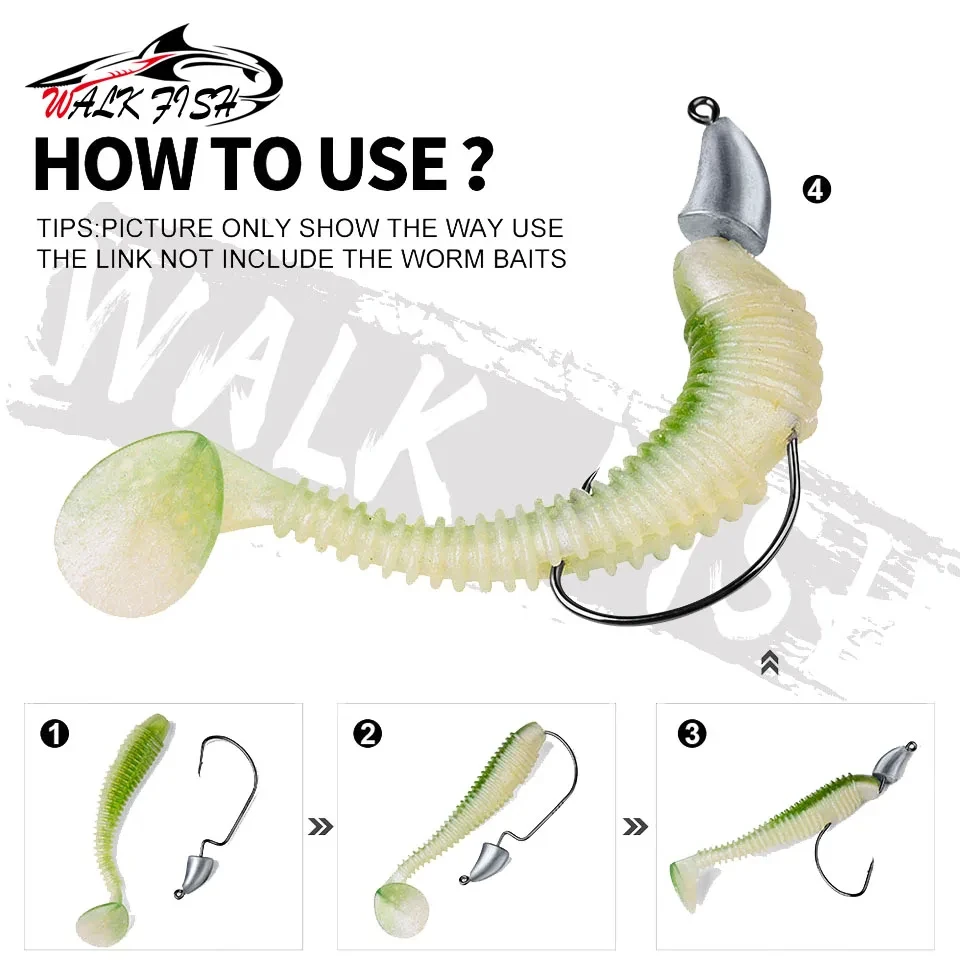 WALK FISH-anzuelos de pesca con cabeza de anzuelo de púas, 5 uds., 1,75g, 2,5g, 3,5g, cebo de gusano suave que se hunde, Micro troquel de plomo, manivela, aparejos de pesca - imagen 5