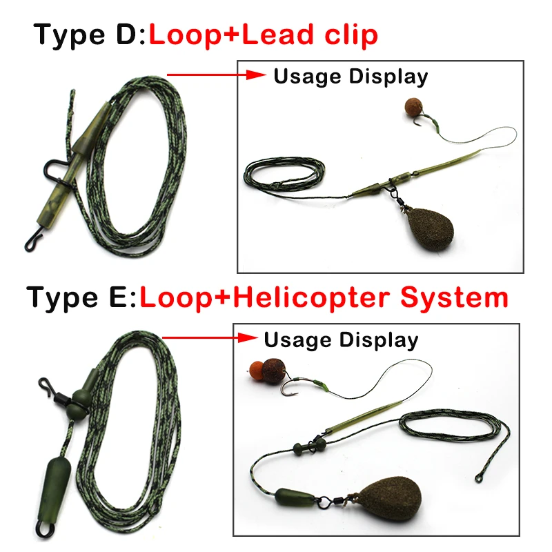 Línea de pesca de carpa lista atada Leadcore Drop Off Clip de plomo multi Clip giratorio de cambio rápido para accesorios de aparejo de helicópteros aparejos - imagen 5