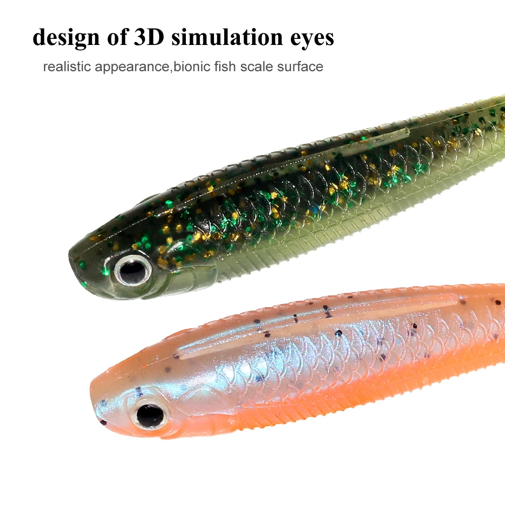 Nuevos Señuelos de Pesca 70mm 95mm señuelo suave Wobblers artificiales carpa cebo de silicona para Lucio Bass Trolling Sea Swimbait Predator Tackle - imagen 5