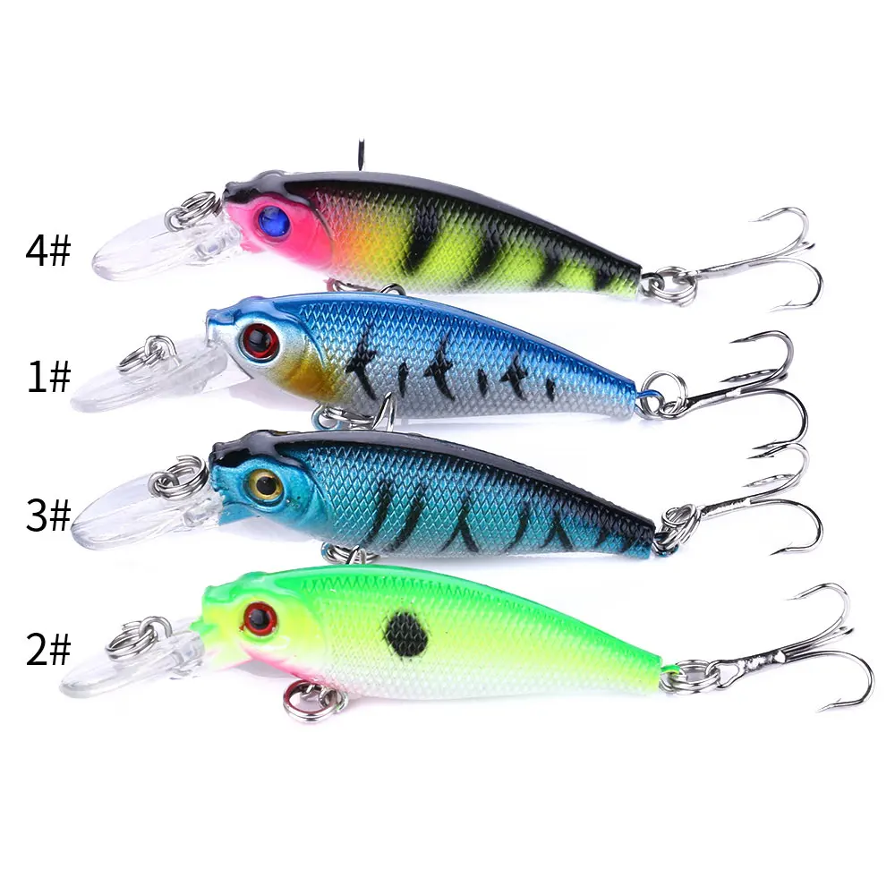 4 Uds 6,5 cm 5g señuelo de pesca Crankbait cebo duro Artificial Wobbler con 8 #   Ganchos para lubina, luccio, perca, aparejos de agua dulce y salada - imagen 5