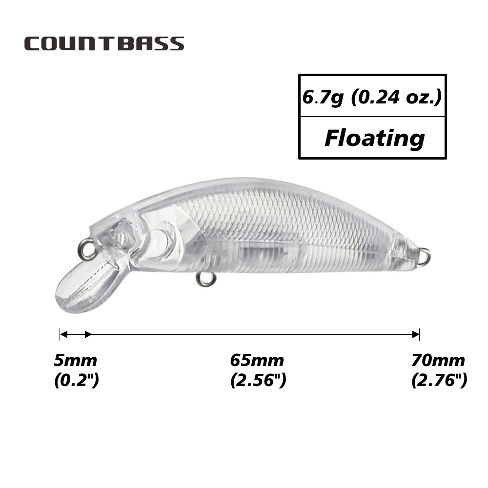 Wobblers flotantes sin pintar Countbass – Señuelos duros minnow - imagen 2