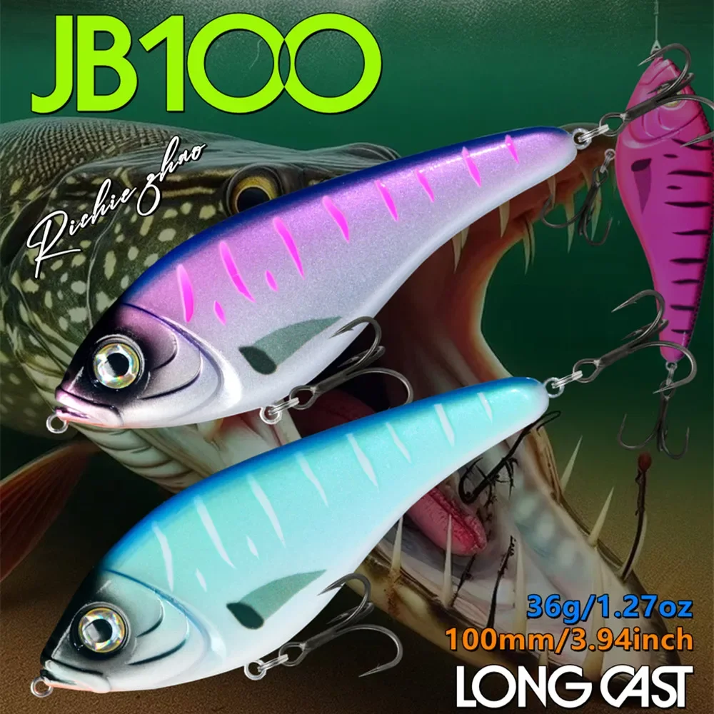 100mm 36g Jerkbaits Señuelos deslizantes de hundimiento lento sonido fuerte Crankbaits Westin señuelo Jerkbait pesca para Lucio Walleye - imagen 2