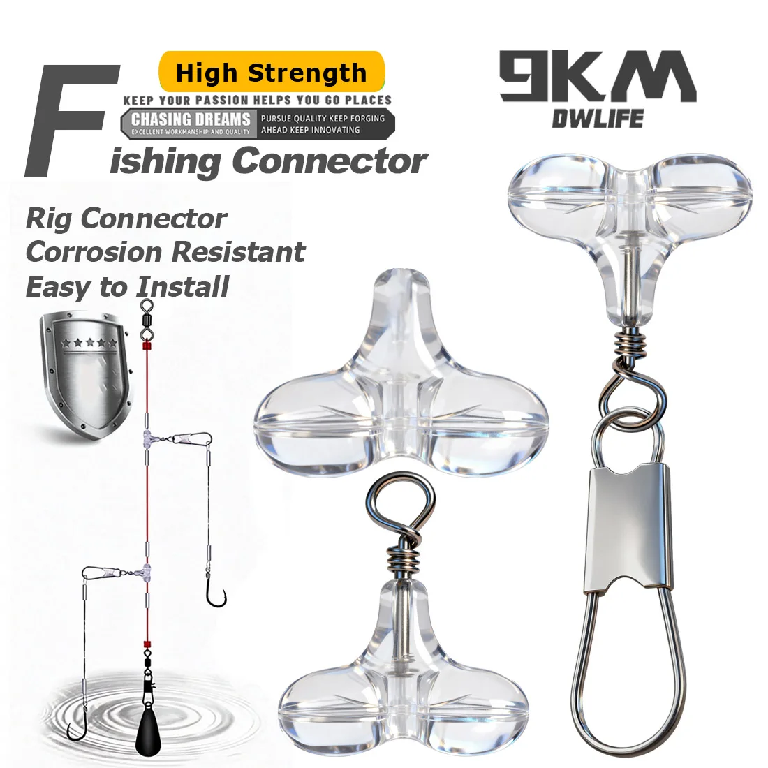 Cuentas cruzadas de pesca en forma de T de 9KM con broche, 15 Uds., accesorios para aparejos de pesca con señuelo, conector de pesca para agua dulce y salada