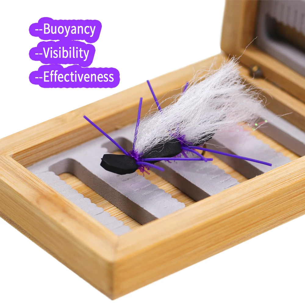 Wifreo-señuelo de insectos artificiales para pesca, 4 piezas, moscas moradas flotantes, patrón de espuma Stonefly, moscas secas, trucha - imagen 5