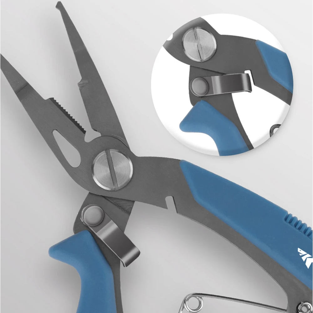 KastKing-Alicates de pesca de anillo dividido, cortadores de trenza, tijeras de línea de pesca, acero inoxidable 420, mango de goma cómodo - imagen 4