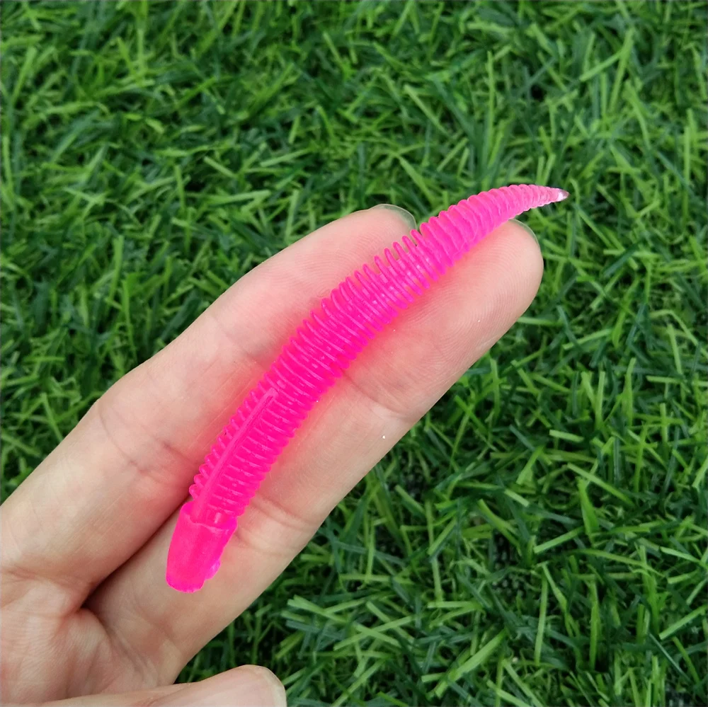 Swolfy 90 Uds 6 colores 7cm/1,3g nuevo cebo señuelo suave gusano de goma Artificial cola recta Pesca cebo de Pesca de lubina - imagen 5