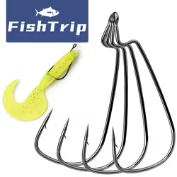 FishTrip 50-100 Uds anzuelo de gusano anzuelo de manivela de pesca para señuelo de plástico suave gancho compensado de vientre estrecho para pesca de lubina anzuelos de aparejo Texas