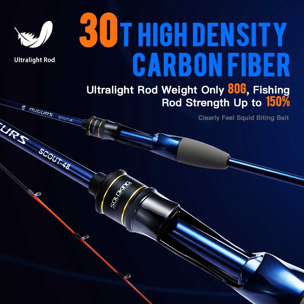 SOLOKING SCOUT48 caña de pescar de pulpo con patas web para pesca en barco de mar 1,45 m 1 pieza 9:1 acción punta de titanio caña de pescar de barco de calamar - imagen 2