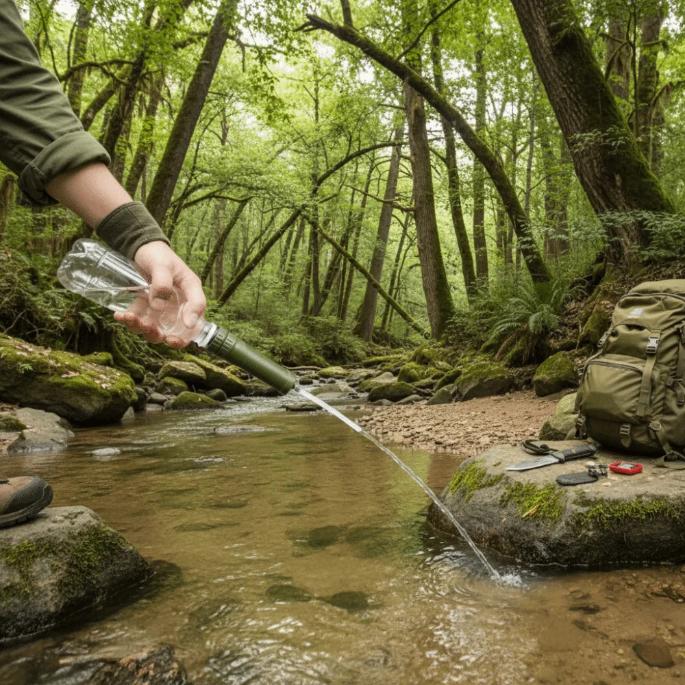 ABS al aire libre Mini filtro de agua paja potable directa purificador de agua Mini supervivencia de emergencia purificador de agua al aire libre Camping - imagen 4