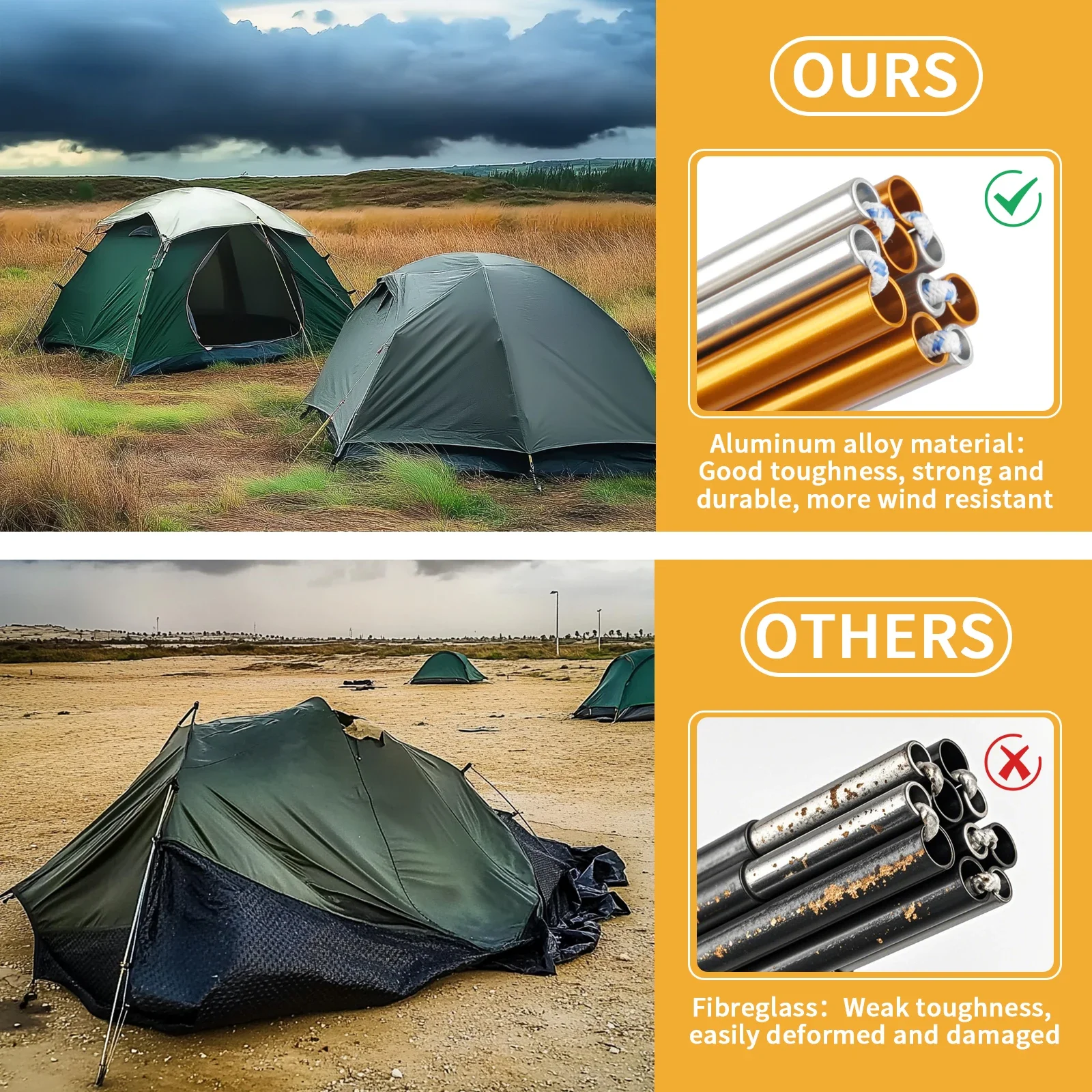 8MM Portable Aluminum Alloy Tent Pole 3.6/4.3M Foldable Thickenned Shade Sail Rods for Outdoor Camping Canopy Shelter Accessorie - imagen 4