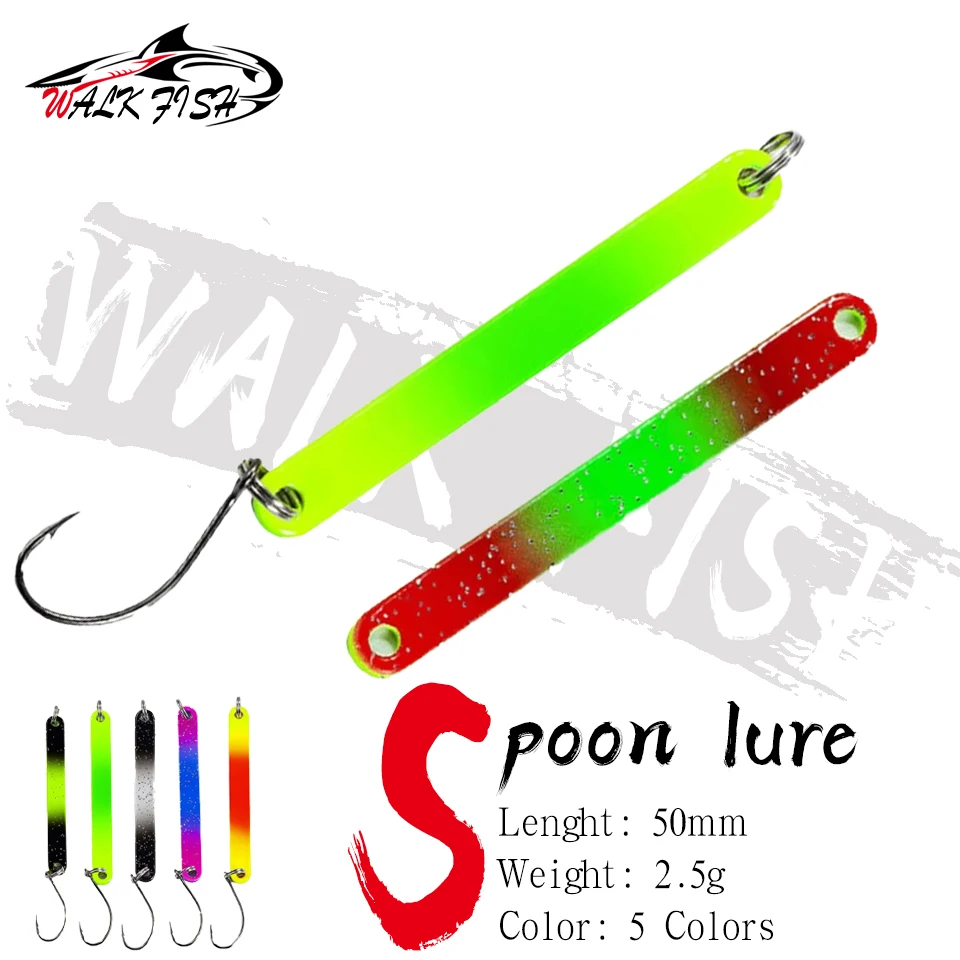 WALK FISH-señuelo de pesca con cuchara, barra larga de lentejuelas coloridas, cebo biónico de Metal de doble cara, hoja de cobre de agua dulce, 50mm, 2,5g, 1 Uds.