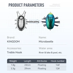 Kingdom Microbeetle MicroBug Wobbler Insectos Topwater Flotante