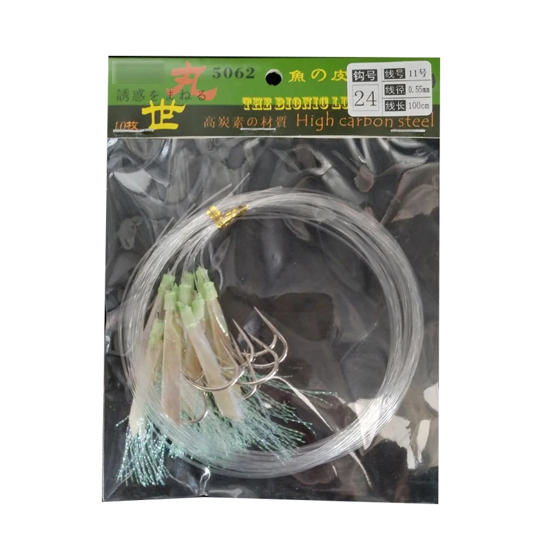 Anzuelos de pesca de piel de pescado, 10 Uds., anzuelos realistas para señuelos de agua salada, anzuelos de mar afilados y duraderos para equipo de pesca de lubina/atún - imagen 5